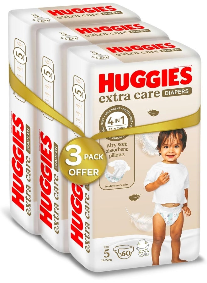 Huggies Extra Care, Size 5, 12 -22 kg, Super Mega Pack, 180 Diapers - Image 2
